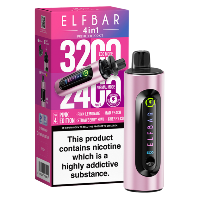 Elfbar 4 in 1 3200 Puffs Rechargeable Battery - Pink Edition